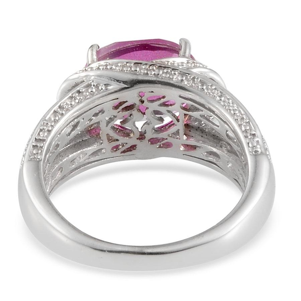 Radiant Orchid Quartz (Ovl 3.00 Ct), Diamond Ring in Platinum Overlay Sterling Silver 3.070 Ct.