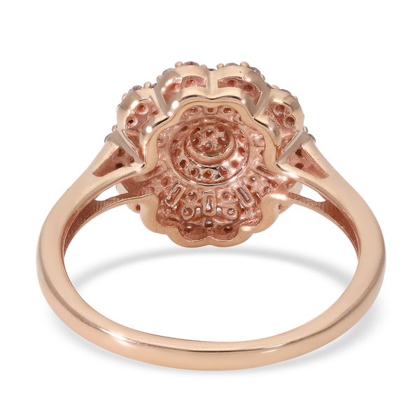 9K Rose Gold Pink Diamond Floral Ring 0.52 Ct.