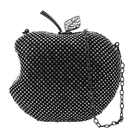 Austrian Crystal Apple Clutch Bag with Detachable Chain (Size 15x11 Cm) - Metallic