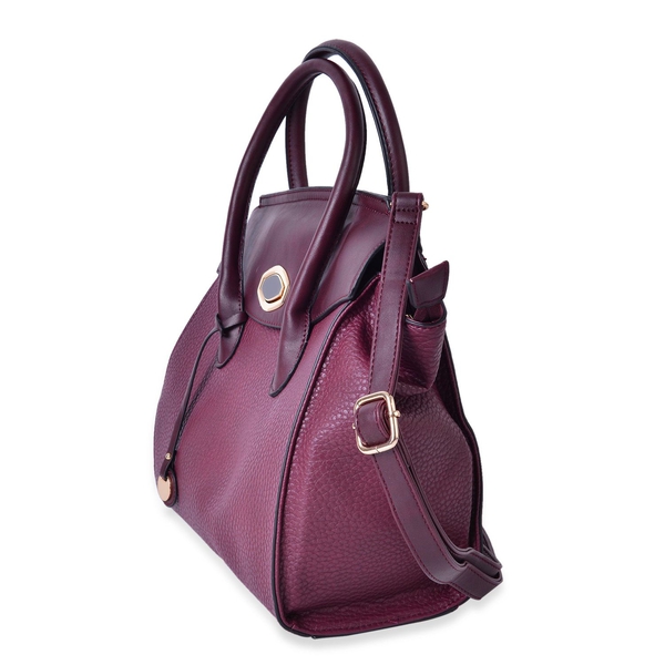 Classic Burgundy City Tote Bag with Adjustable and Removable Shoulder Strap (Size 32X30X15 Cm)