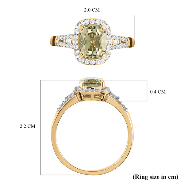9K Yellow Gold AA Turkizite and Diamond Ring 1.79 Ct.