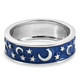Platinum Overlay Sterling Silver Enamelled Crescent Moon & Star Ring
