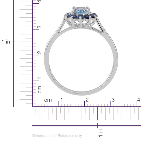 9K W Gold AA Espirito Santo Aquamarine (Ovl 0.70 Ct), Kanchanaburi Blue Sapphire Ring 1.250 Ct.