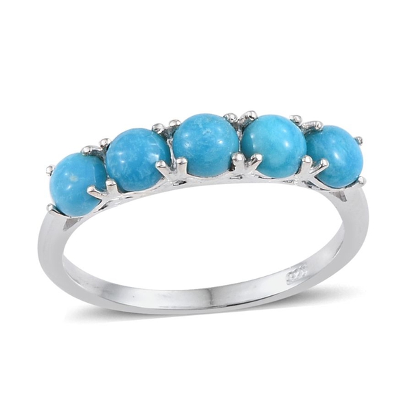 Kingman Turquoise (Rnd) 5 Stone Ring in Sterling Silver 1.250 Ct.