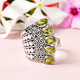 Sajen Silver CULTURAL FLAIR Collection - Hebei Peridot Enamelled Ring in Rhodium Overlay Sterling Si