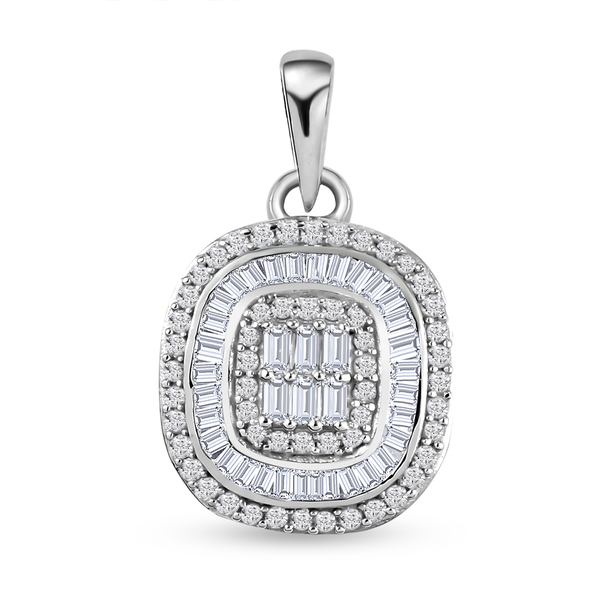Diamond Cluster Pendant in Platinum Overlay Sterling Silver 1.00 Ct.