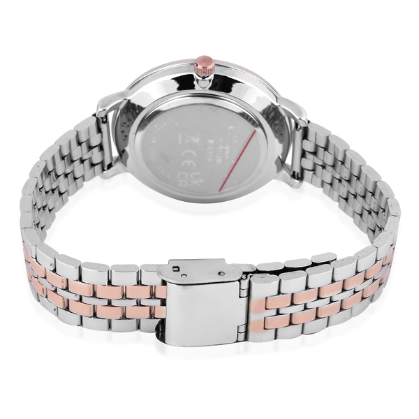 DIAMOND & CO Pink Diamond Studded Ladies Watch with Two Tone Colour Chain Strap