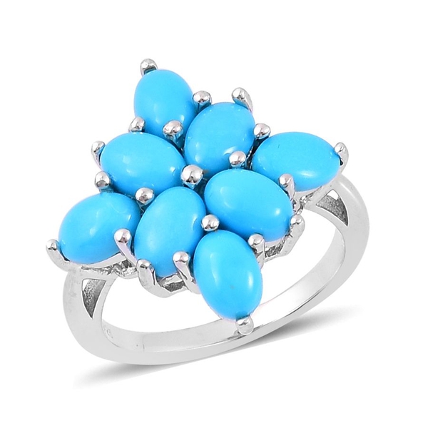 Arizona Sleeping Beauty Turquoise (Ovl) Ring in Platinum Overlay Sterling Silver 2.400 Ct.