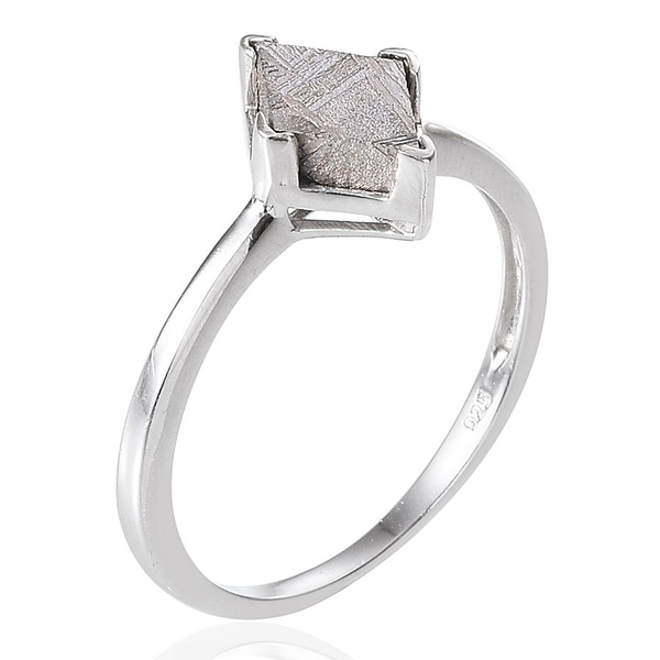 Meteorite Solitaire Ring in Platinum Overlay Sterling Silver 3.250 Ct.