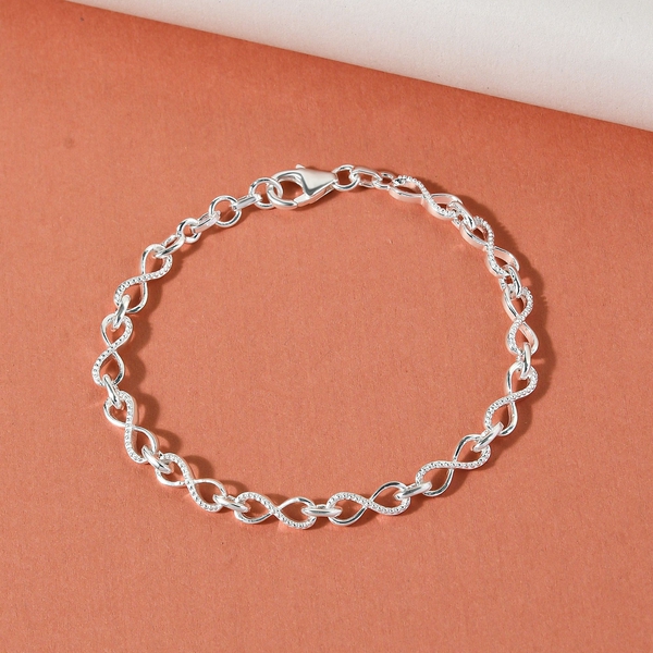 Designer Inspired - Sterling Silver Infinity Knot Bracelet (Size 7 ), Silver wt 6.00 Gms