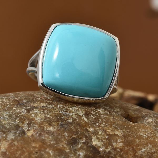 Extremely Rare Size AAA Arizona Sleeping Beauty Turquoise (Cush) Ring in Platinum Overlay Sterling Silver 7.000 Ct