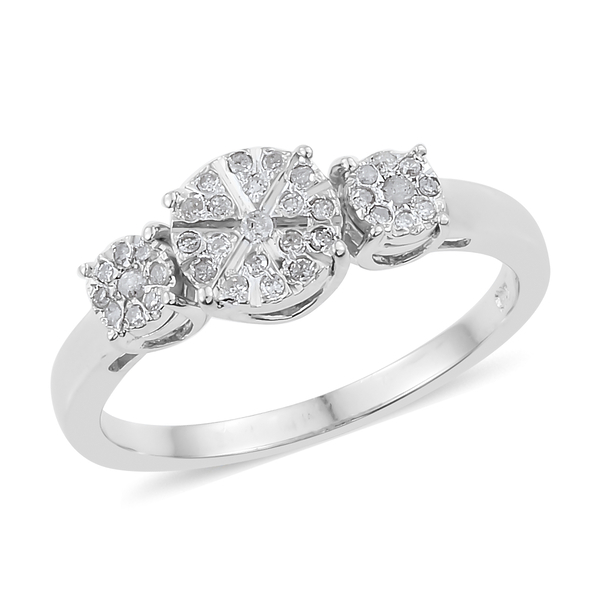 Diamond Cluster Ring in Platinum Plated Silver 0.20 Ct