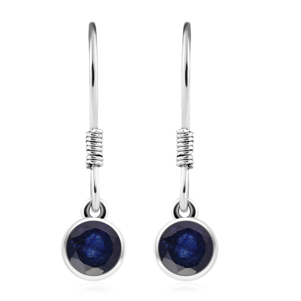 2 Piece Set - Masoala Sapphire (FF) Pendant and Hook Earrings in Platinum Overlay Sterling Silver With Stainless Steel Chian (Size 20)  2.82 Ct., SilveR Wt. 4.90 Gms.