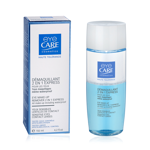 Eyecare Cosmetics- High tolerance macara blue, eyeliner pencil blue, 2 in 1 express eye makeup remover