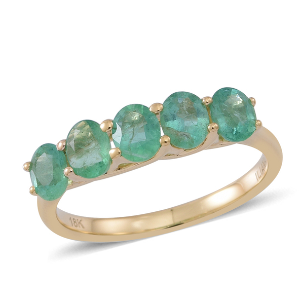 ILIANA 1.50 Carat AAAA Zambian Emerald 5 stone Ring in 18K Gold 3.1 Grams