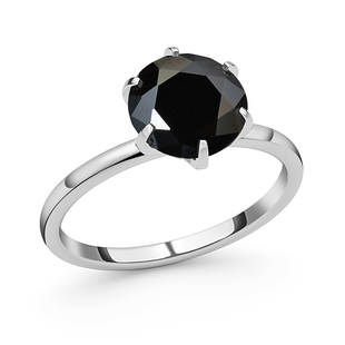 Elite Shungite Solitaire Ring in Platinum Overlay Sterling Silver 1.78 Ct.