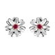 African Ruby (FF) Floral Stud Earrings (with Push back) in Platinum and Yellow Gold Overlay Sterling