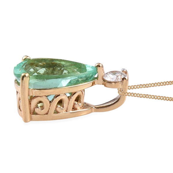 ILIANA 18K Y Gold Boyaca Colombian Emerald (Pear 1.90 Ct), Diamond (SI-G-H) Pendant With Chain 2.000 Ct.