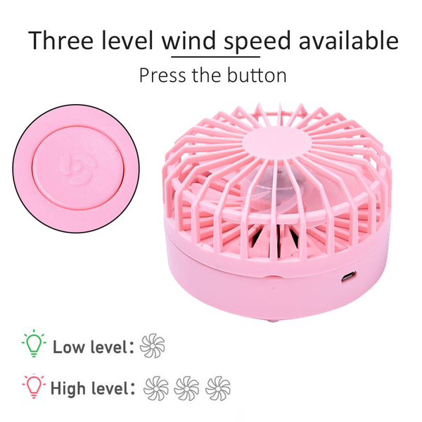 Foldable and Adjustable Mini Fan with 2 Wind Speed Settings (Size:9x9x16cm) - Pink