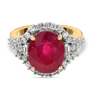 Cabo Delgado Ruby and Natural Cambodian Zircon Ring in Vermeil Yellow Gold Overlay Sterling Silver 8