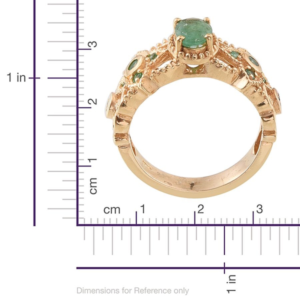 Kagem Zambian Emerald (Ovl 0.75 Ct) Ring in 14K Gold Overlay Sterling Silver 1.000 Ct.