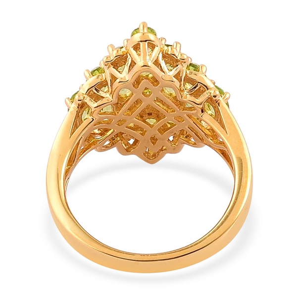 Hebei Peridot (Ovl) Cluster Ring in Yellow Gold Overlay Sterling Silver 3.500 Ct.