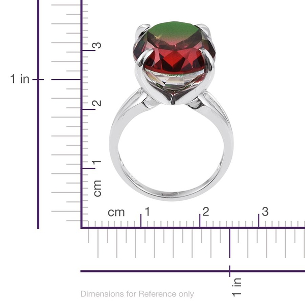 Bi-Color Tourmaline Quartz (Ovl) Ring in Platinum Overlay Sterling Silver 19.000 Ct.
