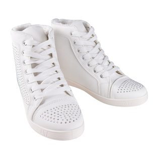 White Ankle Trainers with Faux Fur Lining (Size 3)