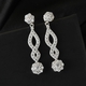Lustro Stella Platinum Overlay Sterling Silver Dangle Earrings (with Push Back) Made with Finest CZ 2.89 Ct.