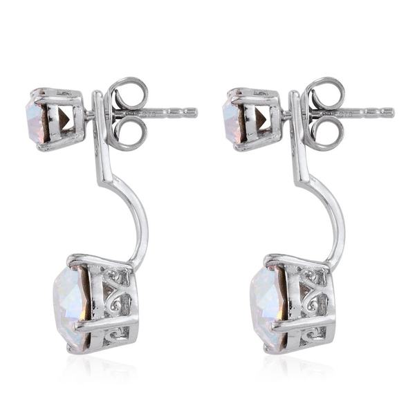 - AB Crystal (Rnd) Earrings (with Push Back) in Platinum Overlay Sterling Silver