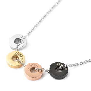 Personalised Engravable 4 Polo Charm Necklace with 20 Inch Chain In Stainless Steel