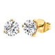 Set of 4 - ELANZA Simulated Diamond Stud Earrings (with Push Back) in 14K Gold Overlay Sterling Silver