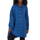 Nova of London Women Oversized 100% Cotton Cheese Cloth Shirt (One Size) - Blue