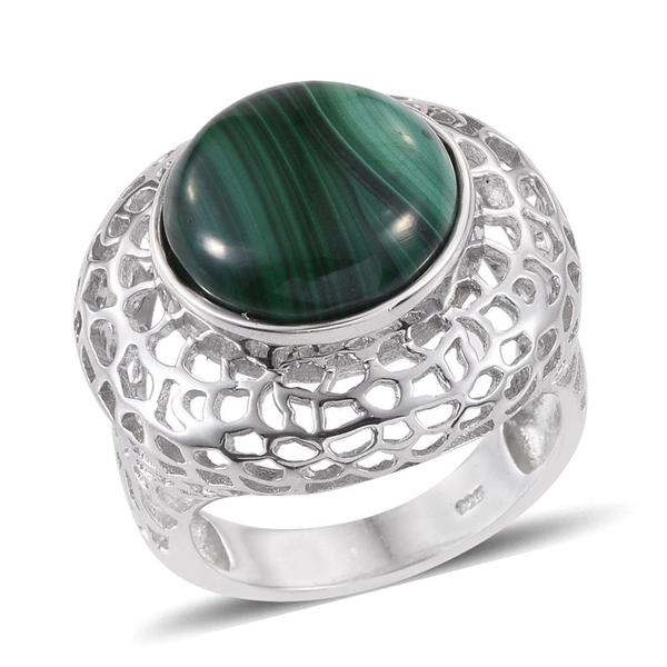 Malachite (Rnd) Ring in Platinum Overlay Sterling Silver 12.500 Ct.