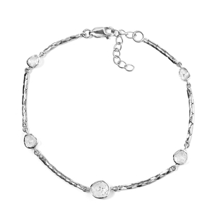 Polki Diamond Station Bracelet (Size 7.5 with 1 inch Extender) in Sterling Silver 1.00 Ct, Silver Wt