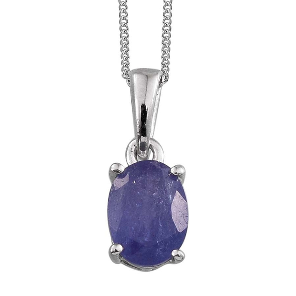 Mrembo Tanzanite (Ovl) Solitaire Pendant With Chain in Platinum Overlay Sterling Silver 1.250 Ct.