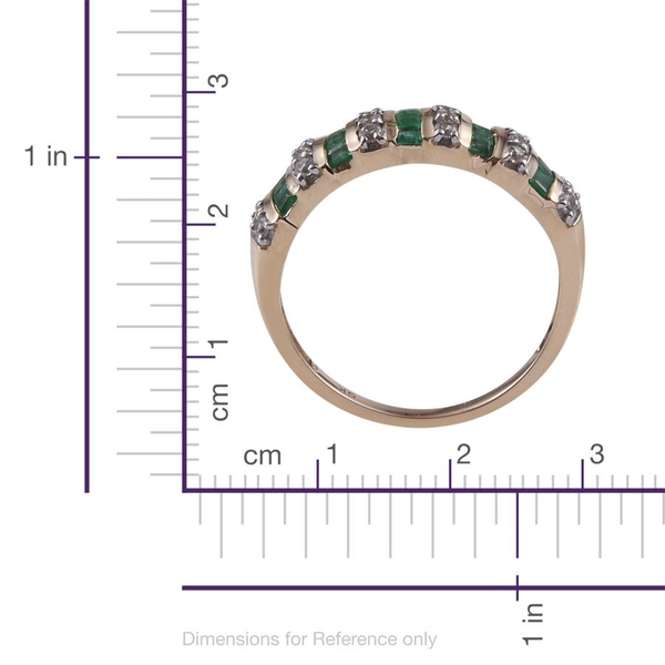 9K Y Gold Kagem Zambian Emerald (Sqr), Natural Cambodian Zircon Ring 1.500 Ct.