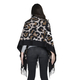 Leopard Pattern Faux Fur Shawl with Fringe (Size 175x65cm) - Black