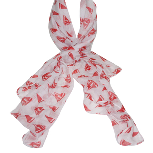 Lightweight Cream and Red Bubble Print Scarf (160x85cm)