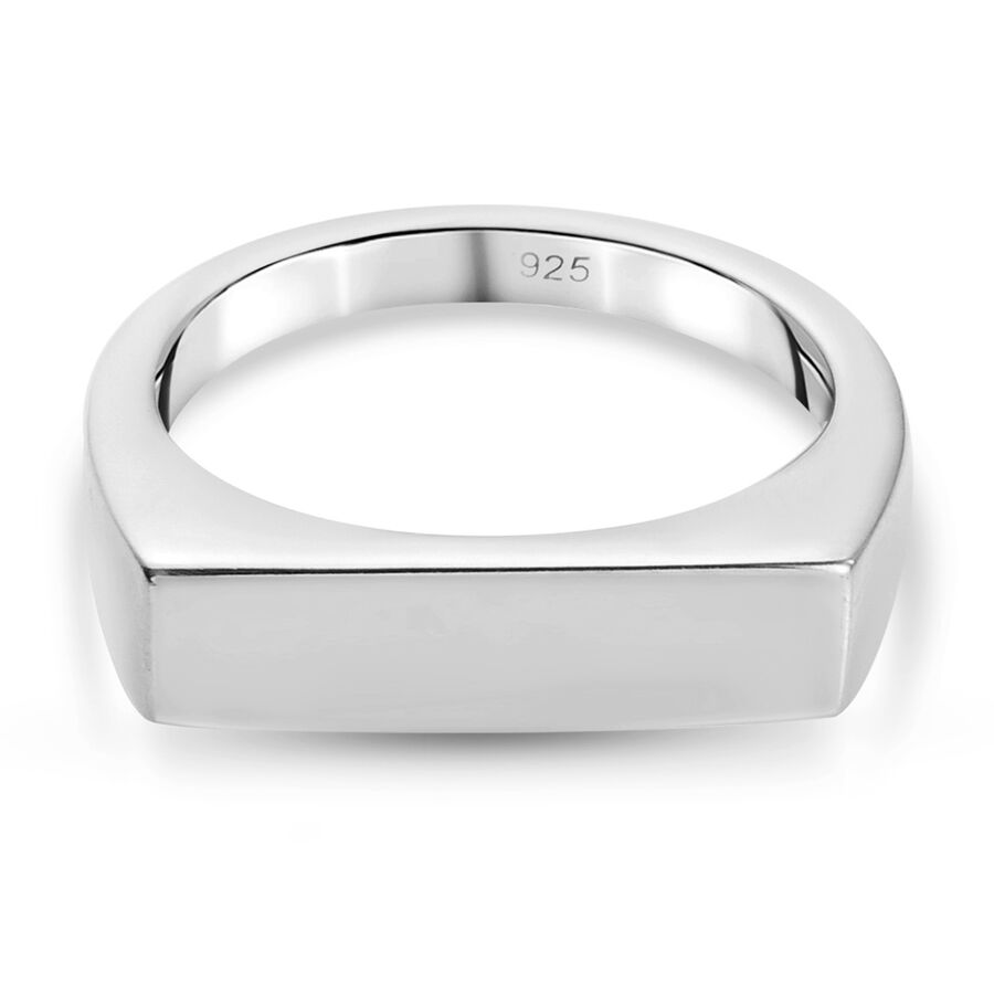 Platinum Overlay Sterling Silver Signet Ring
