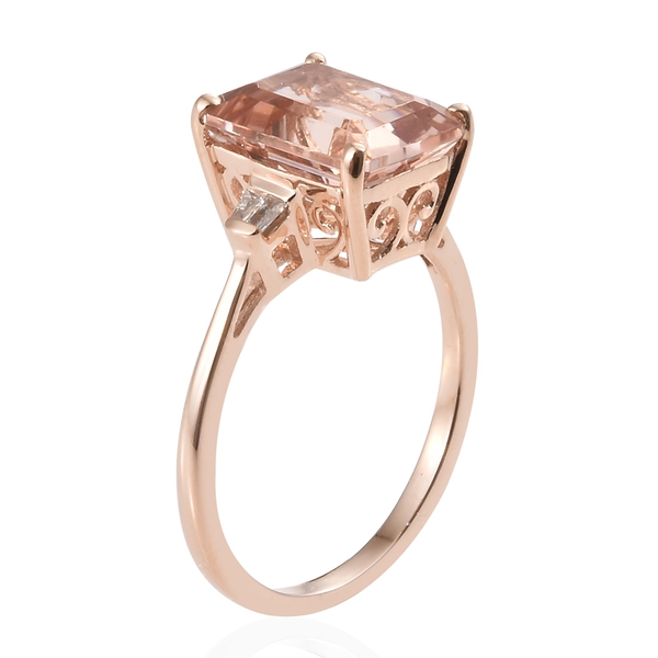 14K Rose Gold AAA Marropino Morganite (Oct), Diamond Ring 4.000 Ct.