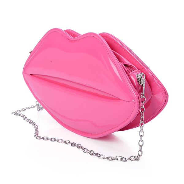Pink Colour Pout Shape Clutch Bag with Chain Strap (Size 28x14x5 Cm)