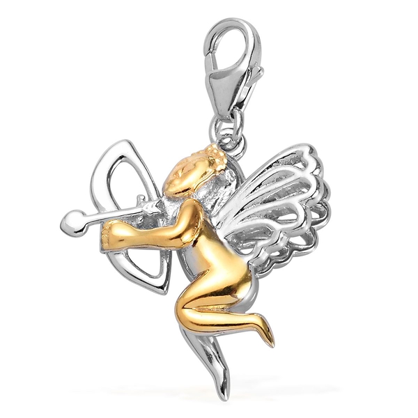 Love Cupid Charm in Platinum and Gold Overlay Sterling Silver