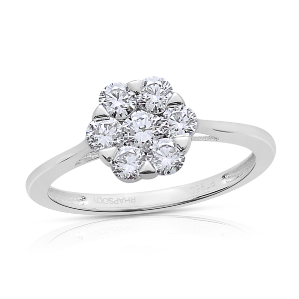 RHAPSODY 950 Platinum SGL Certified Diamond (Rnd) (VS/E-F) 7 Stone Floral Ring 1.000 Ct.