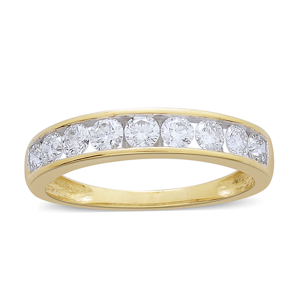 ILIANA 18K Y Gold IGI Certified Diamond (Rnd) (SI/G-H) Half Eternity Band Ring 1.000 Ct.