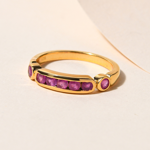 African Ruby (FF) Ring in 14K Gold Overlay Sterling Silver