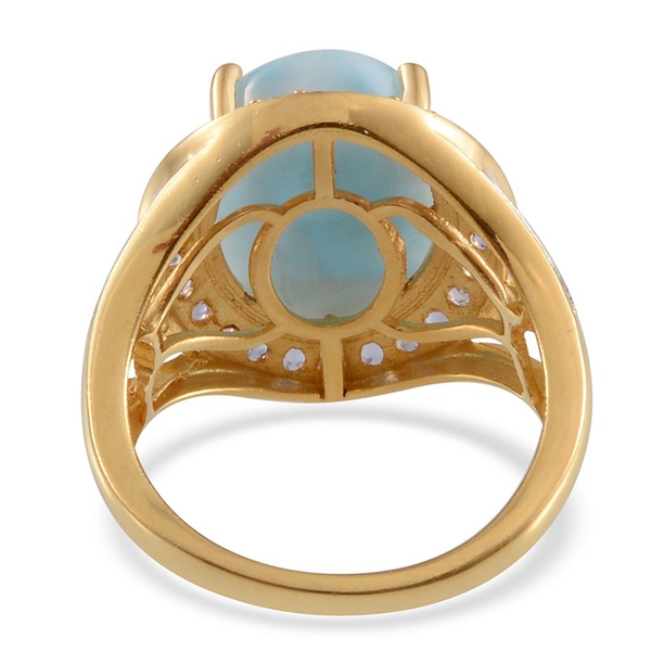 Larimar (Ovl 10.25 Ct), Iolite Ring in 14K Gold Overlay Sterling Silver 10.750 Ct.
