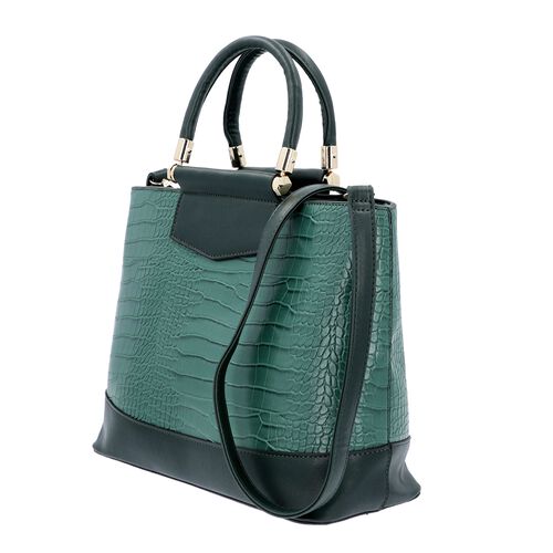 Green Croc Embossed Tote Bag with Adjustable Shoulder Strap (Size 34x12x25 Cm) - 3585239 - TJC