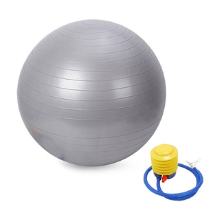 65cm Exercise Yoga Balance Ball - Grey -  puncture proof with foot pump