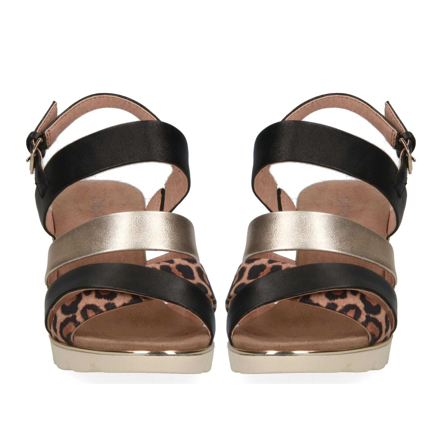 Caprice Leather Animal Print Wedge Sandal